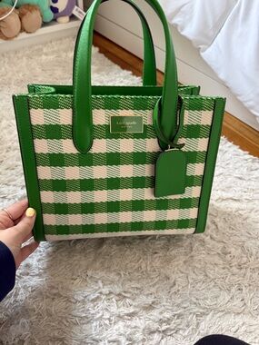 kate spade Green & Cream Gingham Tote